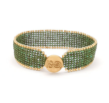 Brazalete Telar Dorado Delgado Liso Turquesa T